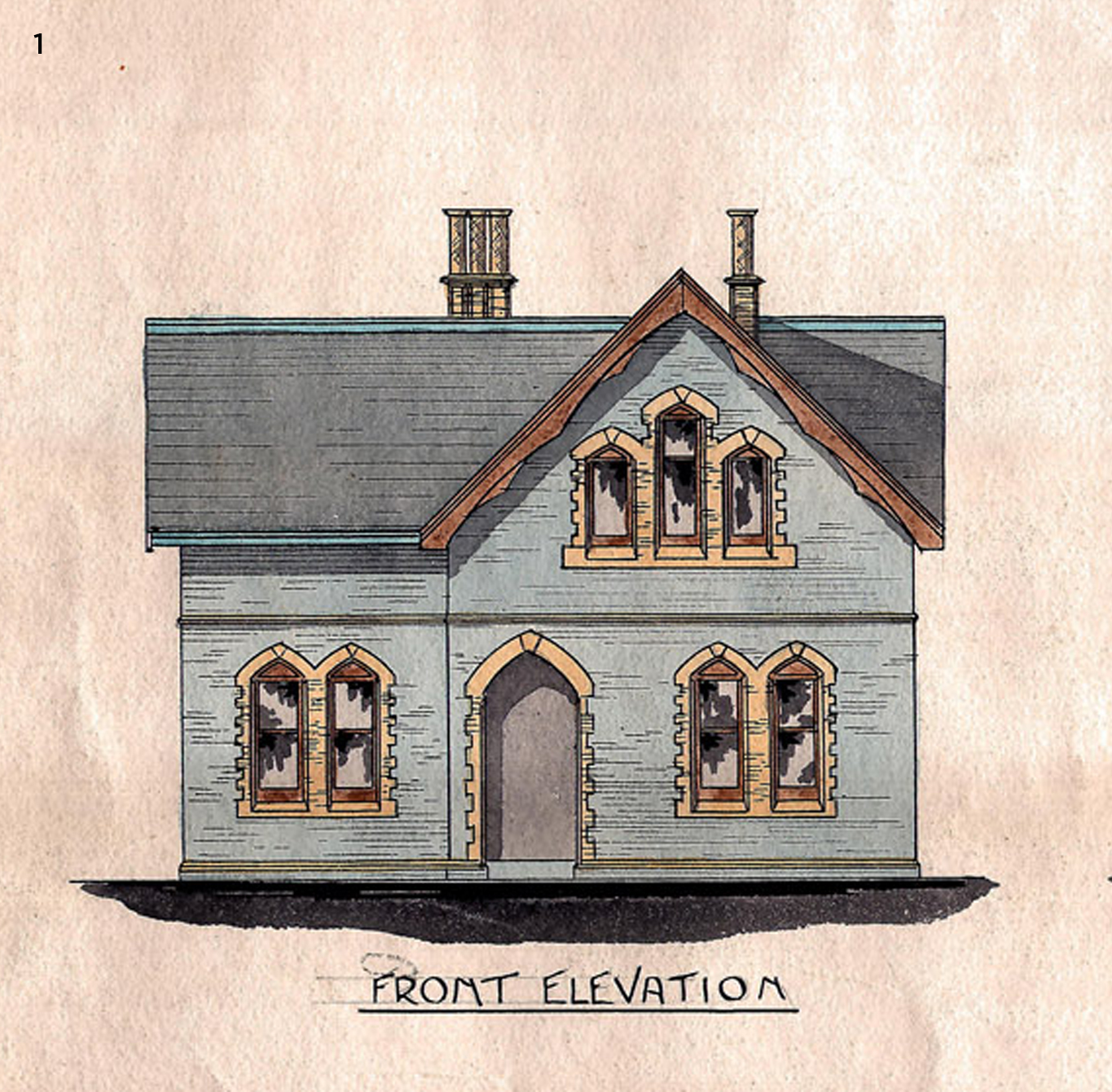 Original drawing of the Caretaker’s Cottage, 1914.