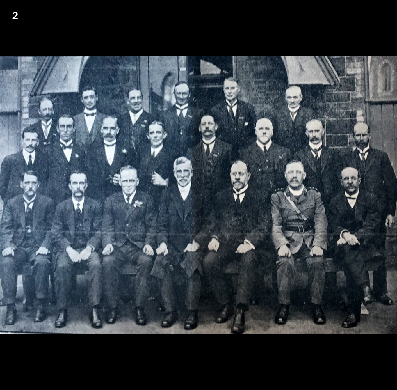 Group of Central Mission Stewards, outside the School House, 1918. 