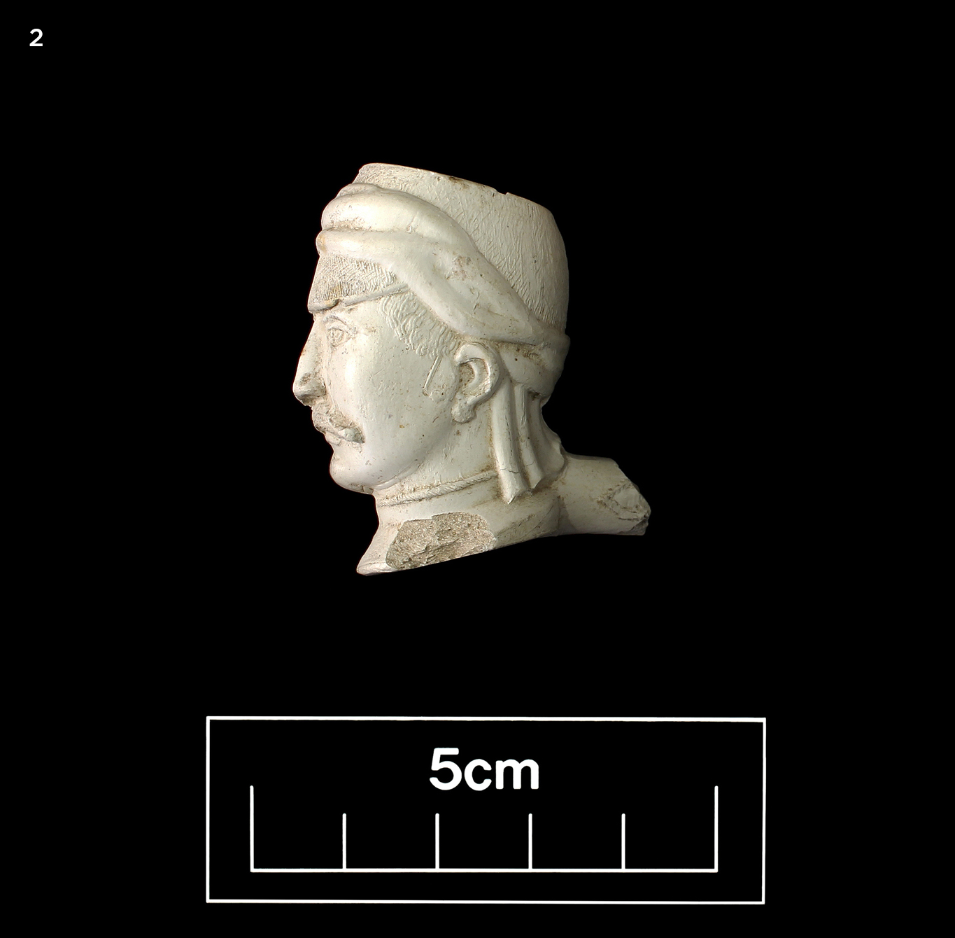 Bowl of a clay smoking pipe, the head of General Buller, Commander in General of British Forces during the Boer War, Jones Lane, c. 1880-1900.